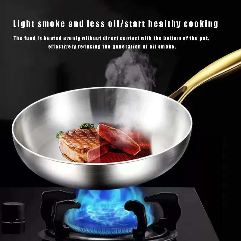 🥘 Τηγάνι Wok 316 Ανοξείδωτου Ατσαλιού – 7 Πάτων & Αντικολλητική Τεχνολογία | Ιδανικό για Μπριζόλες, Λαχανικά & Καθημερινό Μαγείρεμα