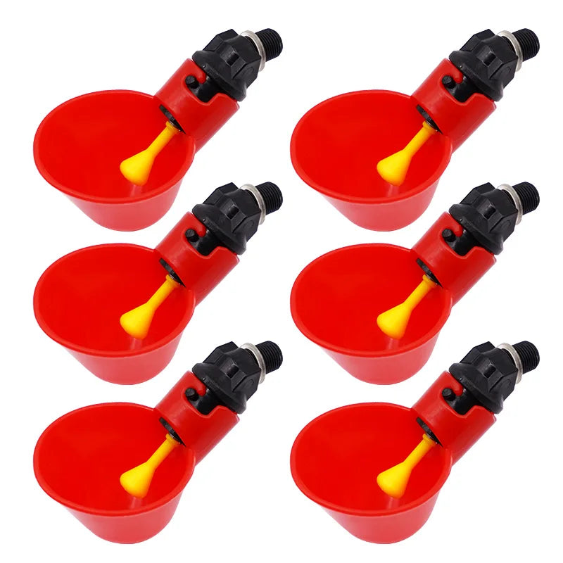 6pcs Chicken Drinker Cups 🐔💧 | Auto Water Feeder 🛠️ | For Chicks, Ducks & Poultry 🦆 | Easy Install Plastic ✅
