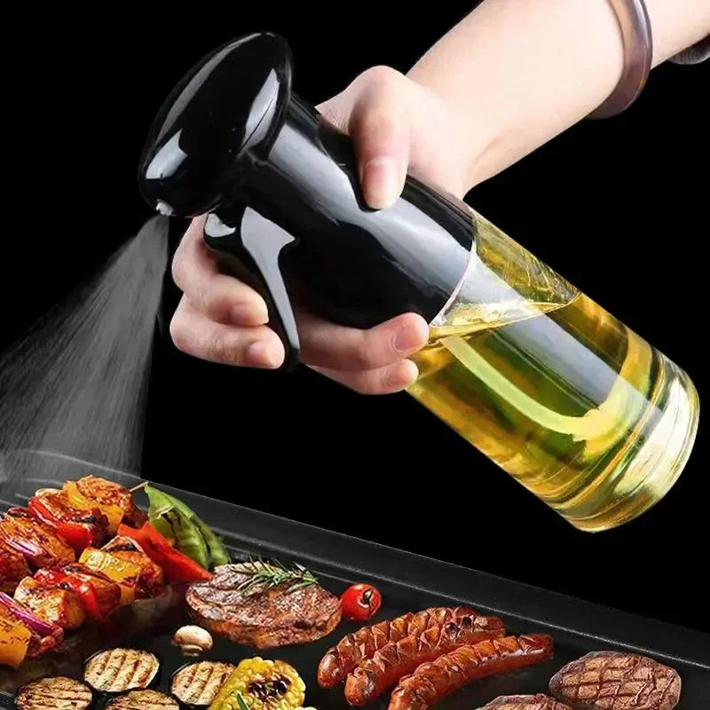 🫒🥗 Διαφανές Μαύρο Μπουκάλι Ψεκασμού Λαδιού – Kitchen Oil Spray Bottle 🍳 Για Μαγειρική, BBQ & Baking