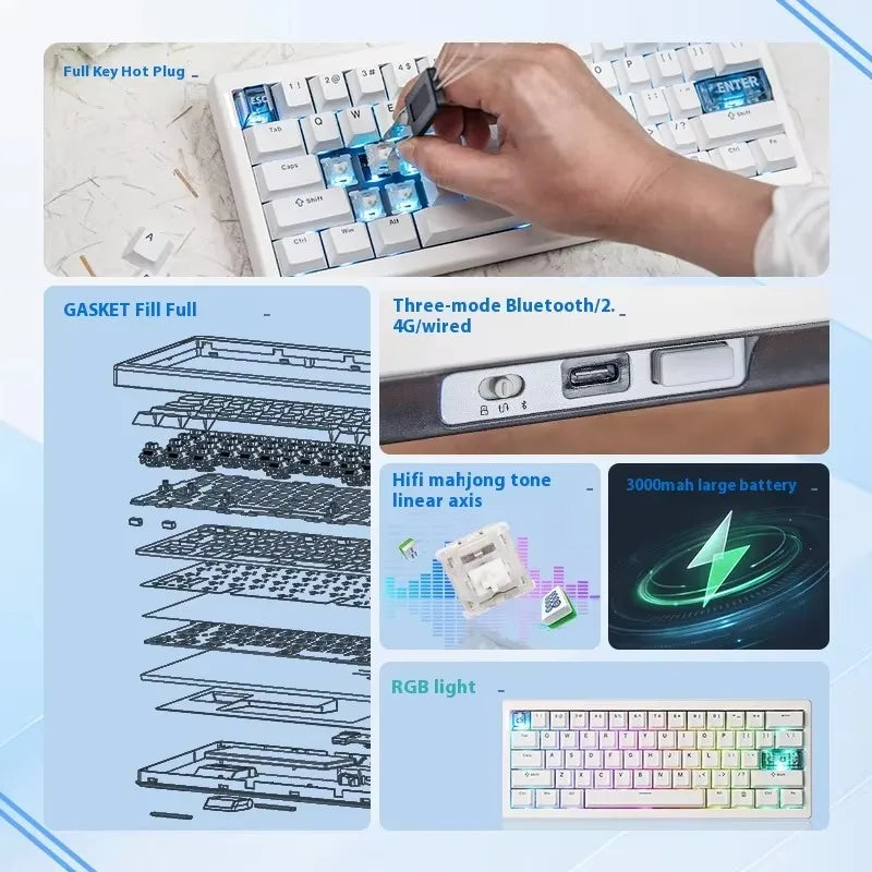 ⌨️🔥 CIDOO QK61 Tri-Mode Wireless Mechanical Keyboard – 60% Layout με VIA/QMK υποστήριξη, Gasket mount & Hot Swap για ultimate gaming & typing! 🎮💻