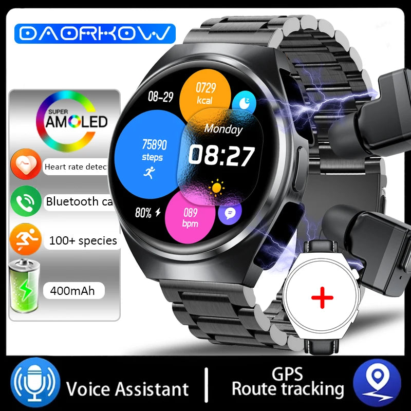 ⌚ DAORKOW GT96 – TWS 2-σε-1 Smart Watch με Ενσωματωμένα Bluetooth Ακουστικά | Κλήσεις, NFC, Παρακολούθηση Υγείας & Μουσική