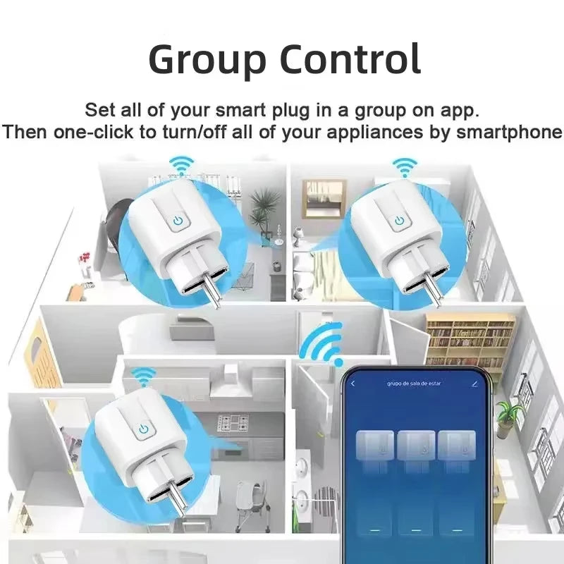 🔌📱 Tuya WiFi Smart Plug EU Socket 16A/20A – Έξυπνη Πρίζα με Power Monitor, Timer & Voice Control ⚡ Συμβατή με Alexa & Google Home
