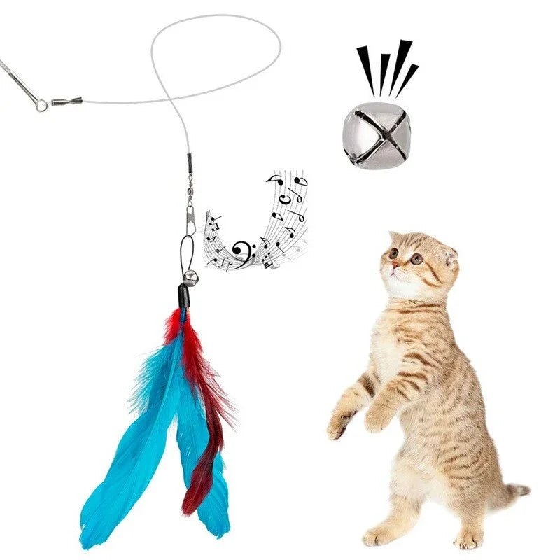 11pcs Cat Feather Toy Set 🐱🪶 | Replacement Heads + Retractable Stick 🎣 | Interactive Play & Exercise ✅