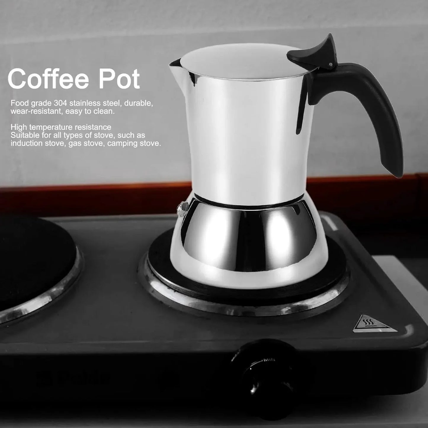 ☕✨ Stainless Steel Moka Pot – Αυθεντικός Ιταλικός Espresso Παντού! ✨☕ Stainless Steel Stovetop Espresso Maker
