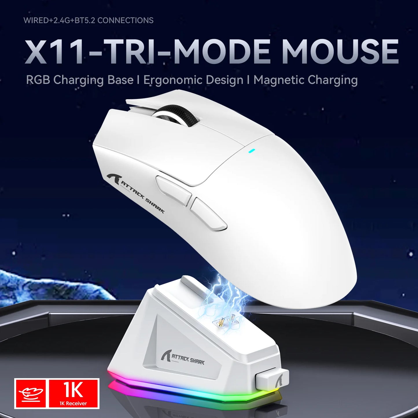 🎮🦈 ATTACK SHARK X11 Wireless Gaming Mouse – 22.000 DPI, 3 Modes, Magnetic Dock & Ultra-Light 63g ⚡ Ποντίκι Gaming Υψηλής Απόδοσης – Χωρίς Όρια, Μόνο Αντίδραση!