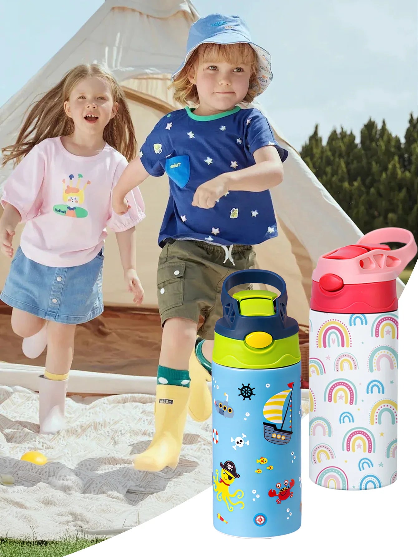 🧸 12OZ/350ml Cartoon Thermos Cup | Παιδικό Θερμός Ανοξείδωτο Ατσάλι με Σχέδια & Φορητό Καπάκι