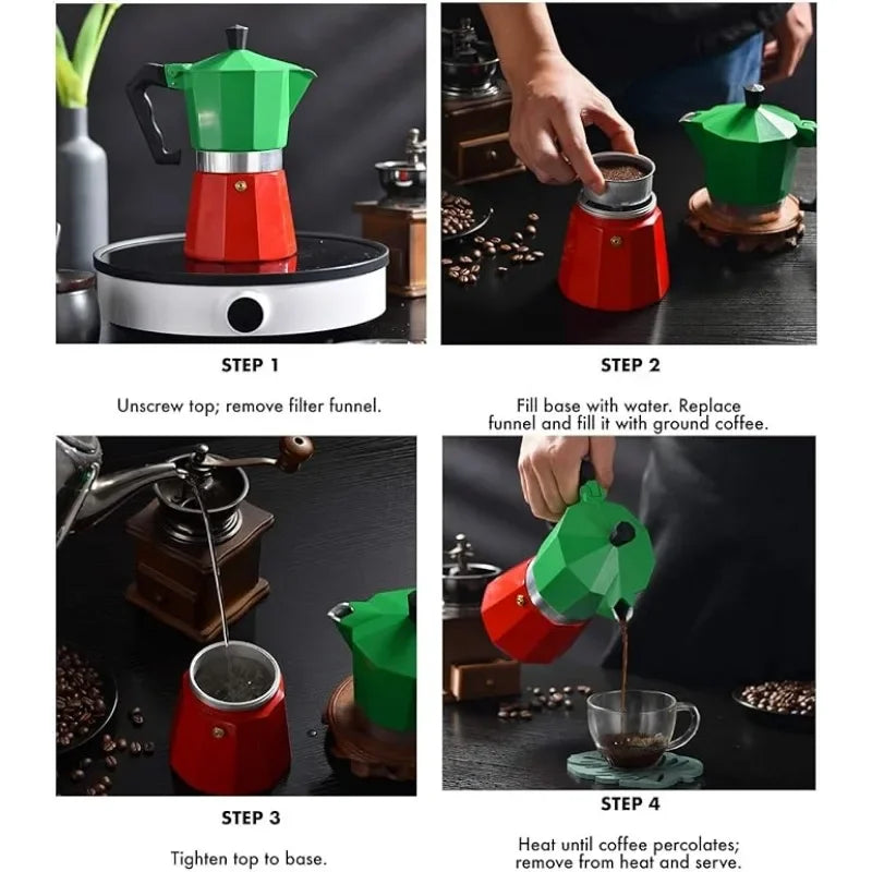☕✨ Κλασική Αλουμινένια Moka Pot – Ιταλικός Espresso στο Σπίτι ή στη Βόλτα! ✨☕ Aluminum Moka Coffee Pot – Italian Style Stovetop Espresso Maker