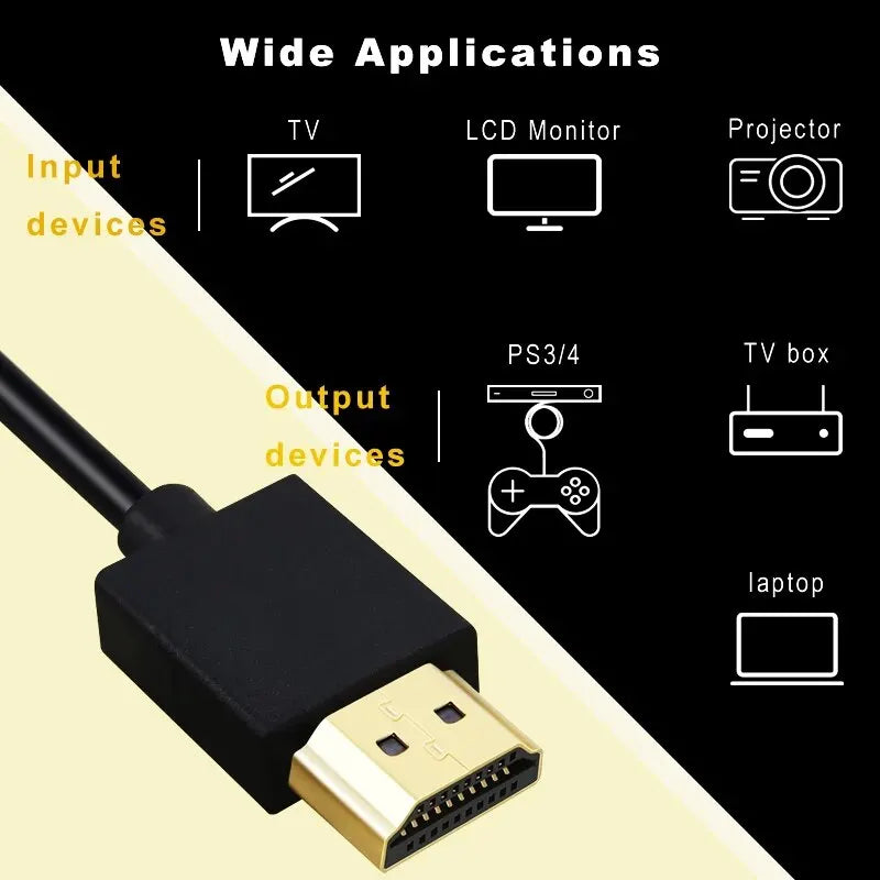 📺 Ultra Thin HDTV Cable OD 3.2mm | 4K@60Hz | HDMI 2.0 | Ελαφρύ & Ευέλικτο