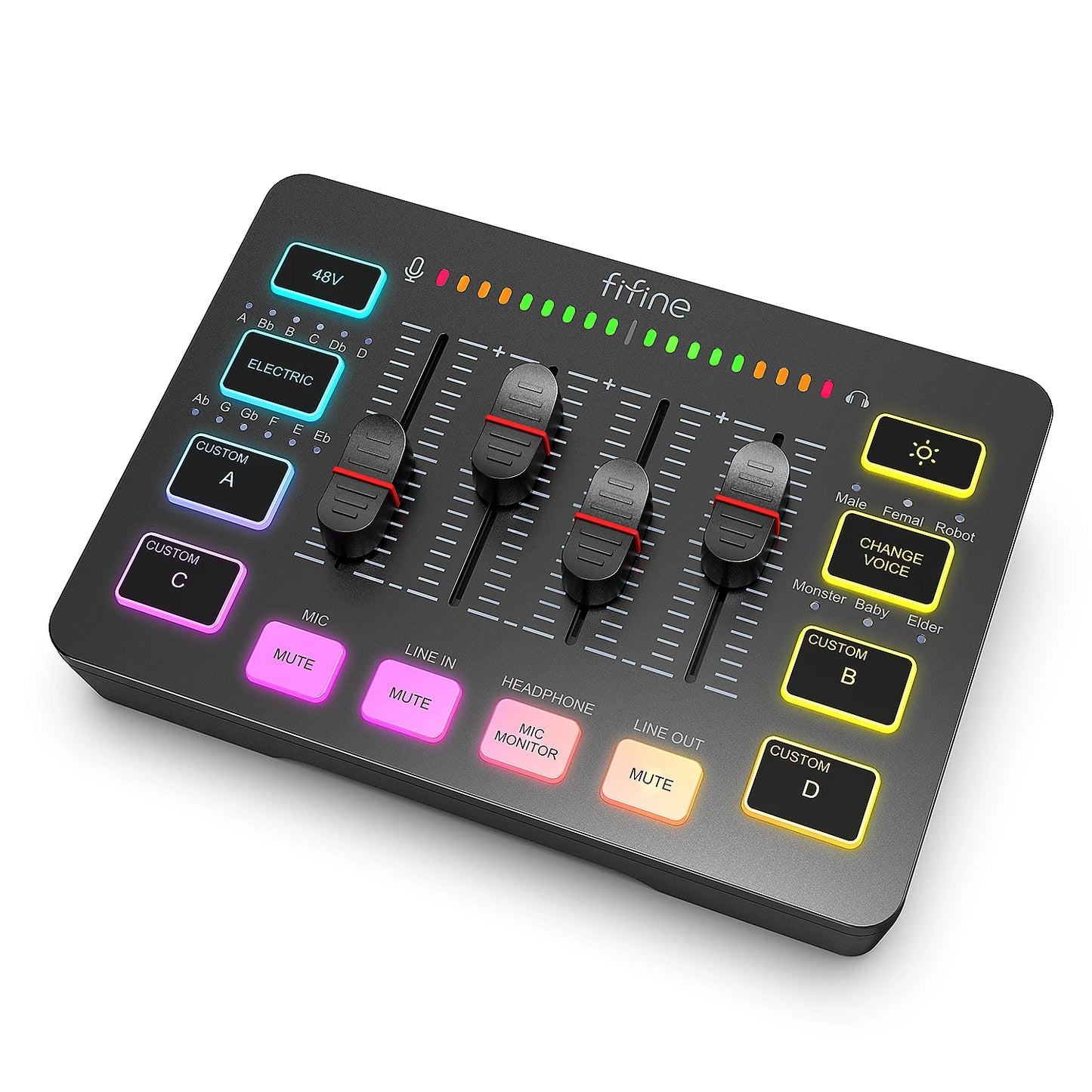 🎧 FIFINE Gaming Audio Mixer – AmpliGame SC3 Streaming 4-Channel RGB Mixer με XLR Microphone Interface για Gaming, Podcast & Live Entertainment