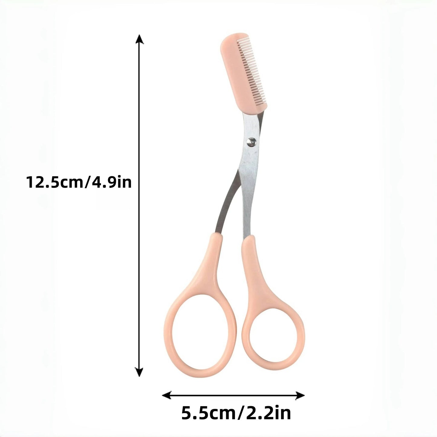 💖✂️ Ροζ Ψαλιδάκι Φρυδιών με Ενσωματωμένο Χτενάκι – Ανοξείδωτο Ατσάλι για Τέλειο Σχήμα & Ακρίβεια
