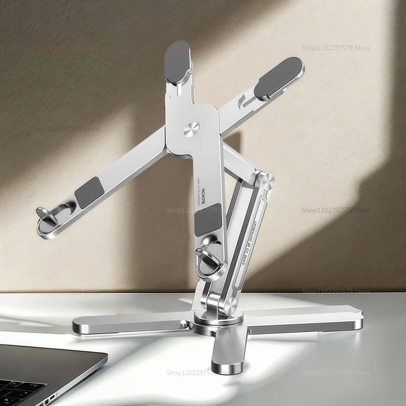 💻🔄 Foldable 360° Rotating Laptop Stand – Αλουμινένια Αναδιπλούμενη Βάση με Ψύξη 🎯