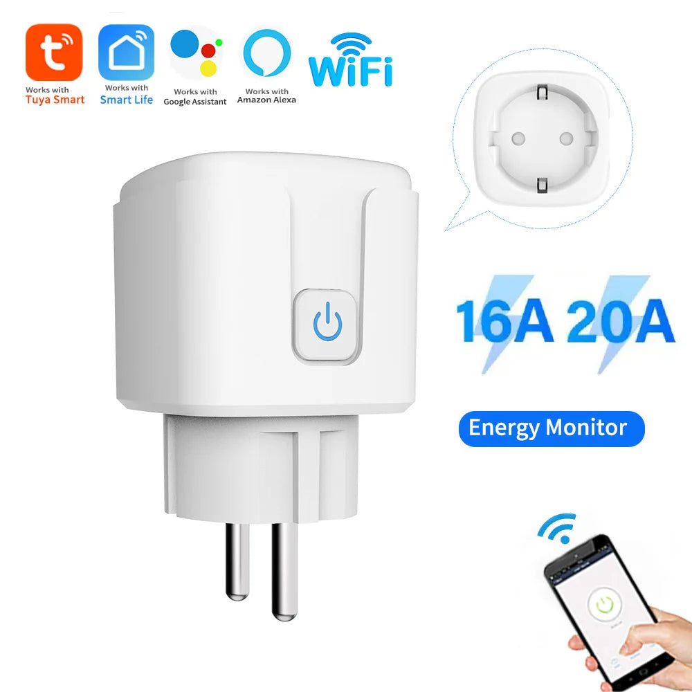 🔌📱 Tuya WiFi Smart Plug EU 16A/20A – Έξυπνη Πρίζα με Power Monitoring, Timer & Voice Control ⚡ Συμβατή με Alexa & Google Home