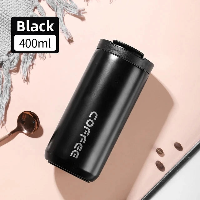 ☕ 400ML Ανοξείδωτο Θερμός Καφέ – Leakproof Car Vacuum Flask 🚗🔥❄️