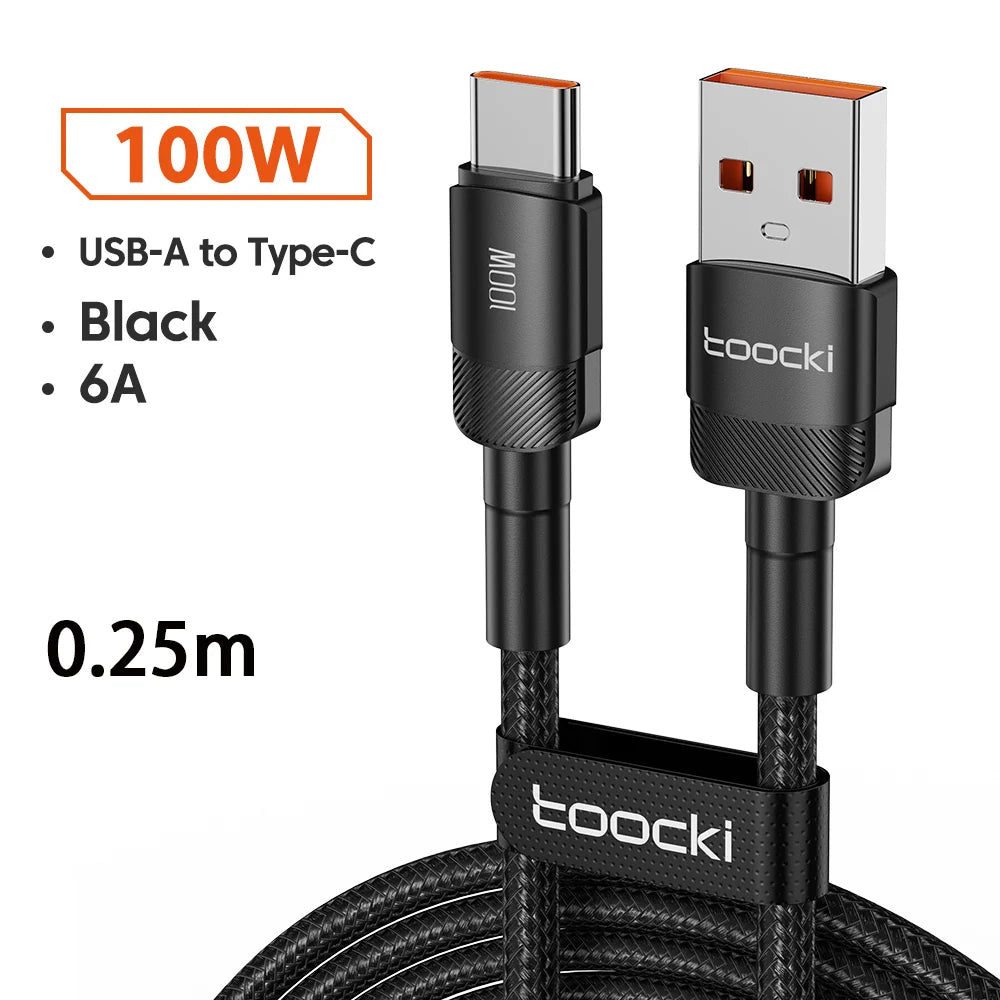 ⚡🔌 Toocki 6A USB to Type-C Cable – PD 100W Ταχεία Φόρτιση & Data Sync 🎯