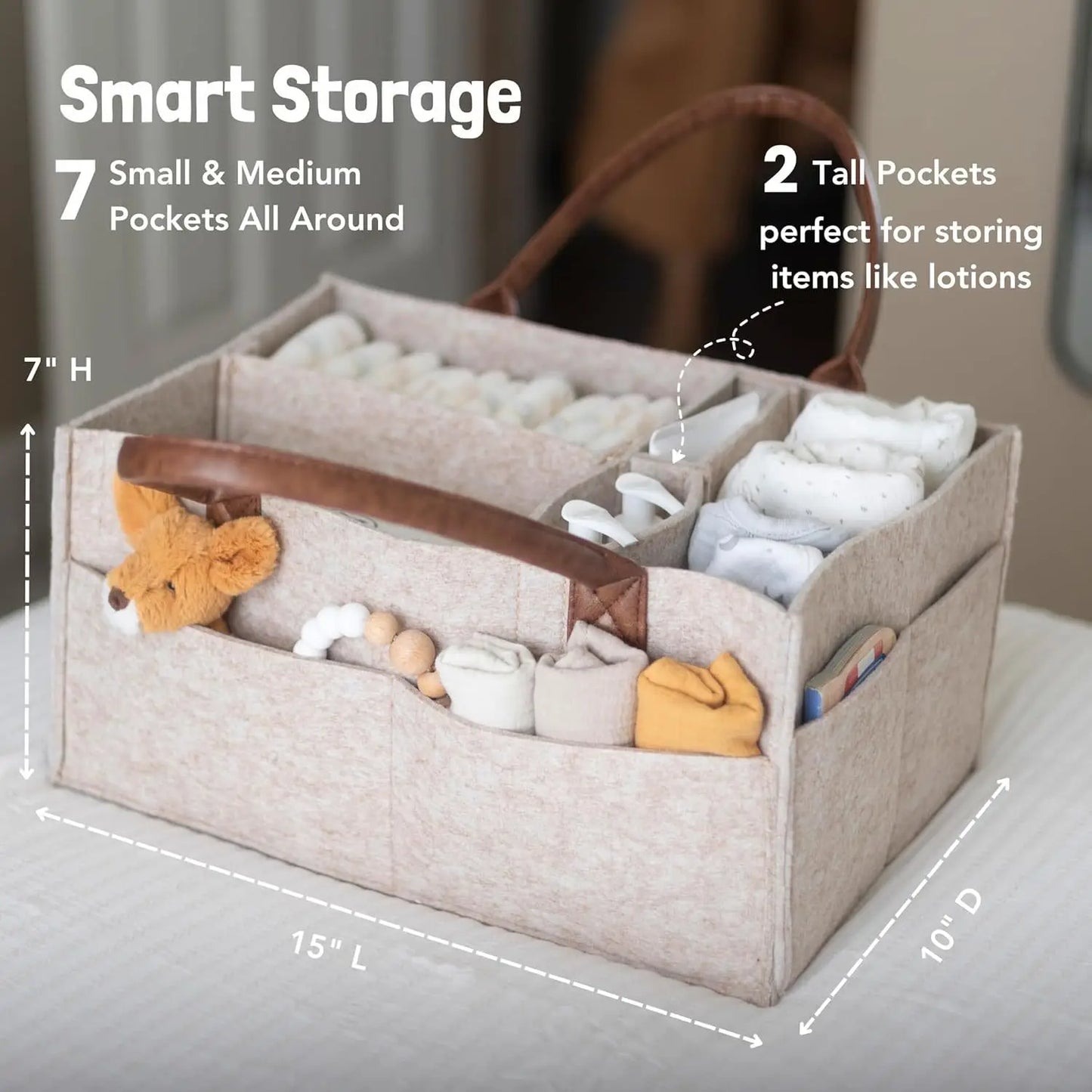 👶🍼 Baby Felt Storage Organizer Basket – Πολυχρηστικό Caddy για Πάνες & Αξεσουάρ
