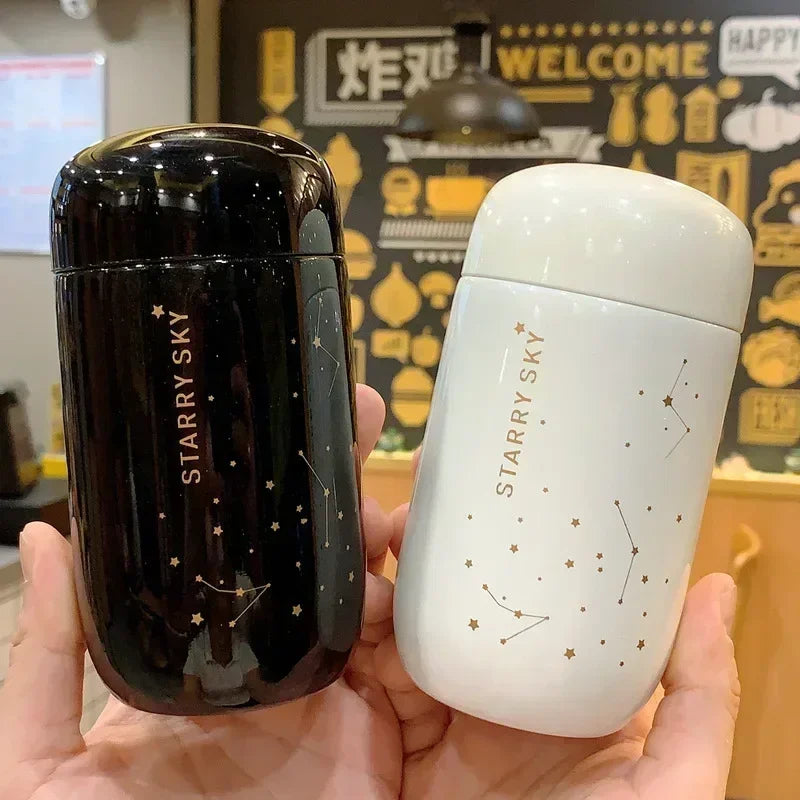 🌌 Mini Θερμός Starry Sky 200ml | 304 Stainless Steel Vacuum Flask – Leakproof Coffee Mug