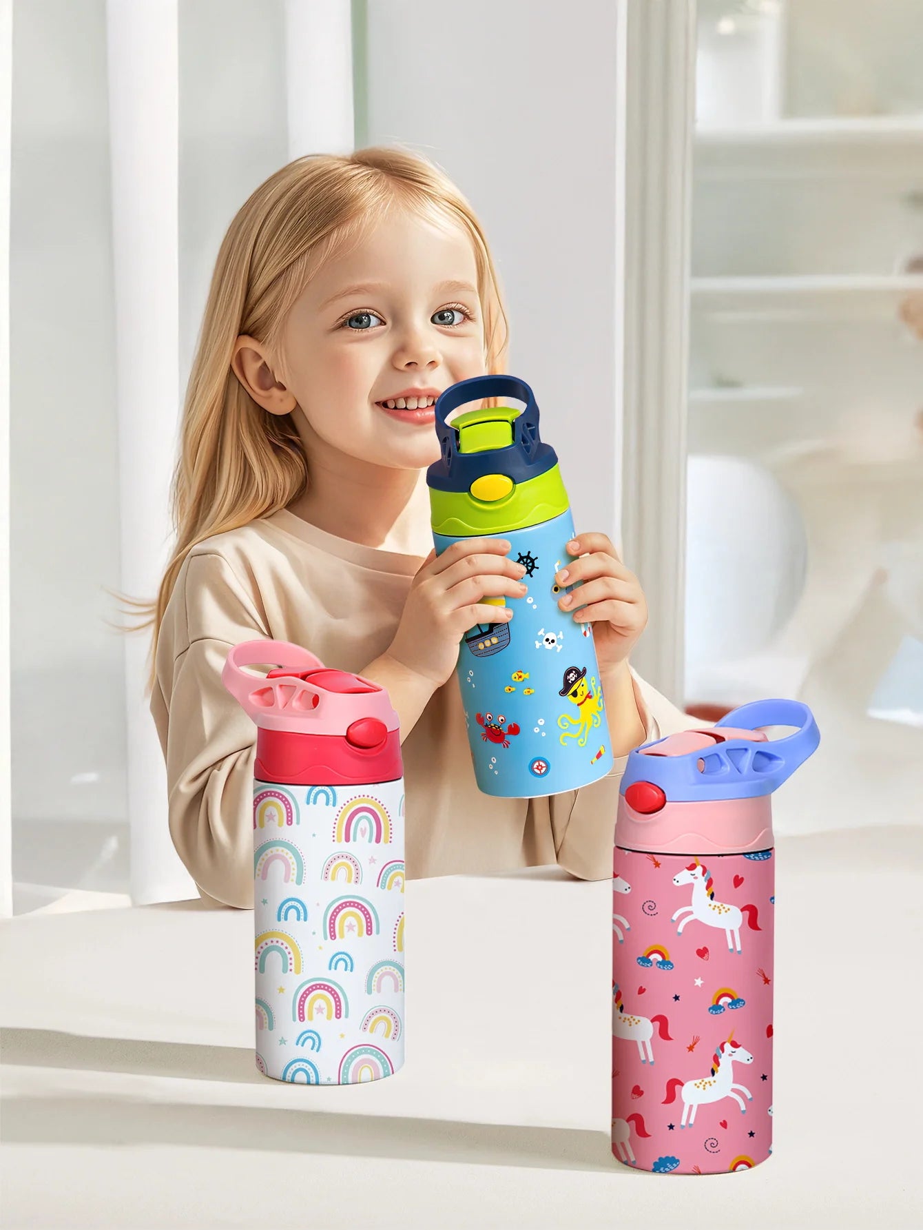 🧸 12OZ/350ml Cartoon Thermos Cup | Παιδικό Θερμός Ανοξείδωτο Ατσάλι με Σχέδια & Φορητό Καπάκι
