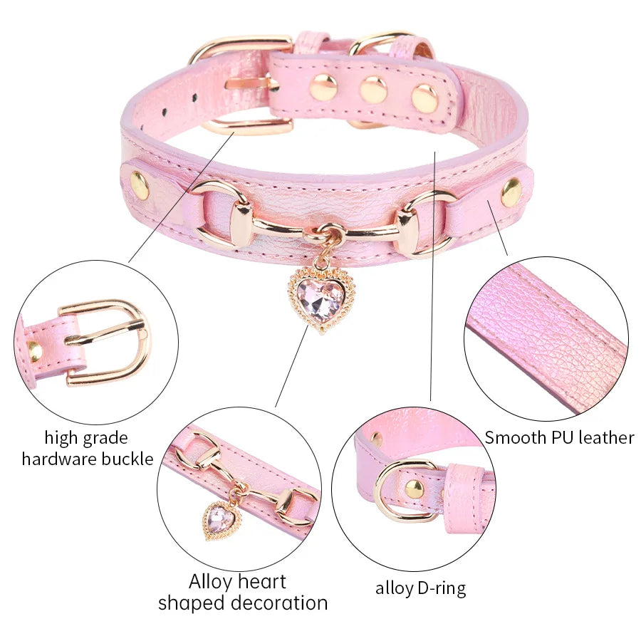 💎🐶 Shiny Rhinestone Pet Collar – Κομψό Δερμάτινο Περιλαίμιο με LOVE Design ✨❤️ Στυλ, λάμψη και άνεση για τη μικρή σου σταρ!