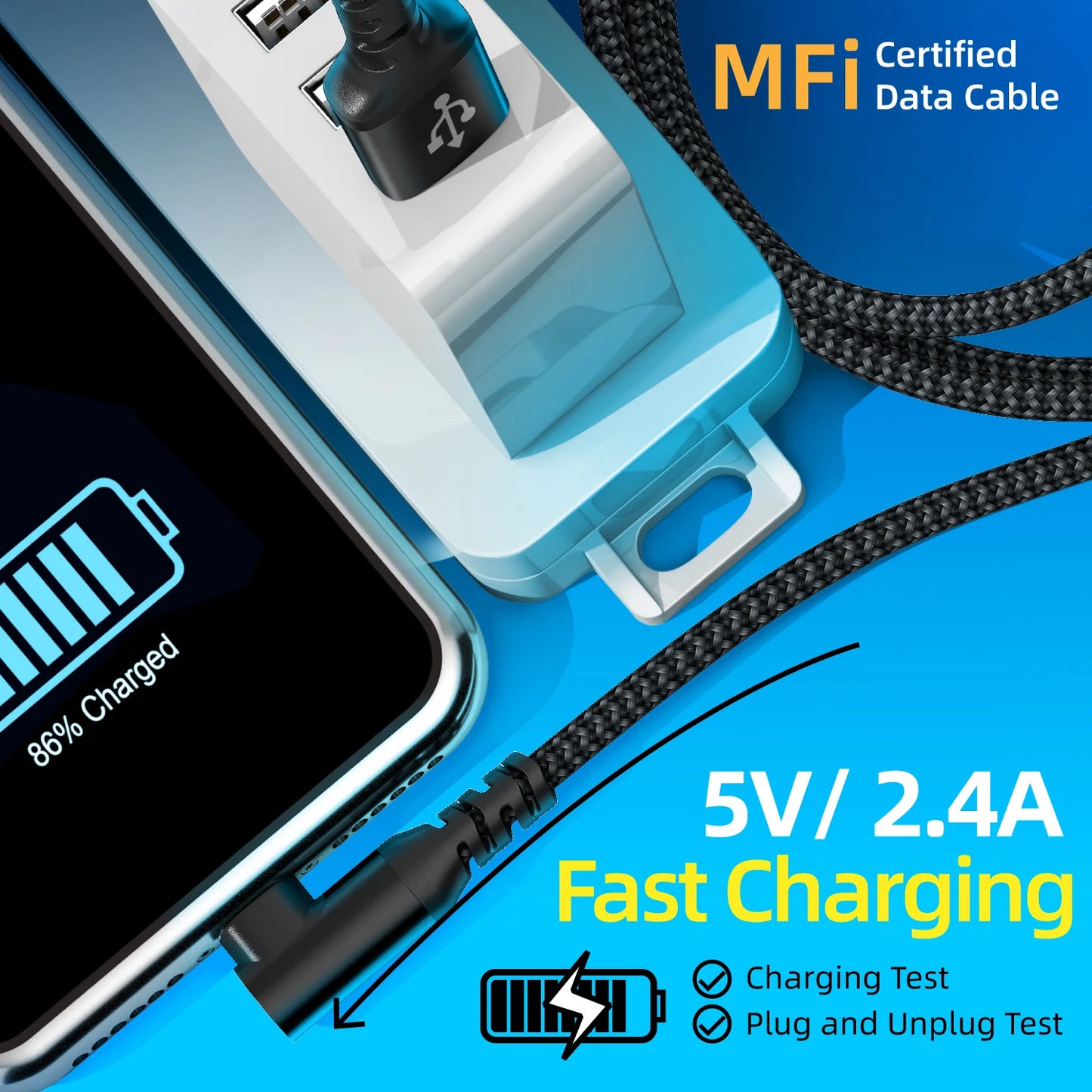 ⚡📱 90° Lightning Cable MFi Certified – Δεξιάς Γωνίας Φορτιστής για iPhone 14/13/12 🎯