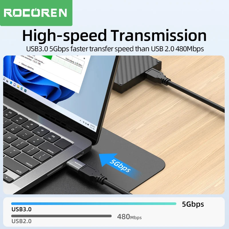 🔌✨ Rocoren USB-C OTG Adapter – Ταχύτατος Μετατροπέας USB-C σε USB 3.0 🎯