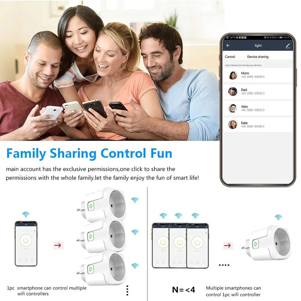 🔌📱 Smart Plug WiFi Socket EU 16A/20A – Έξυπνη Πρίζα με Power Monitor, Timer & Voice Control ⚡ Συμβατή με Alexa & Google Home (Tuya Smart Life App)