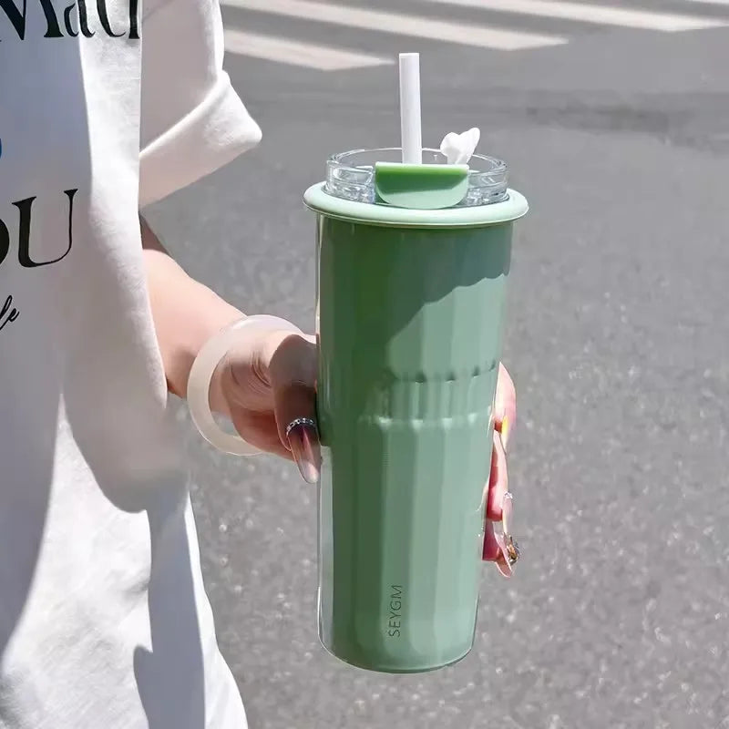 🥤 SEYGM Θερμός 500ML – 304 Ανοξείδωτο Ατσάλι με Καλαμάκι ❄️🔥