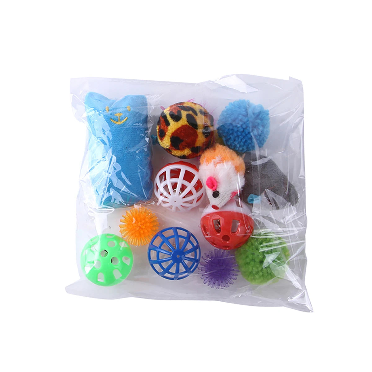 12/20pcs Cat Toy Set 🐱🎁 | Bell Ball, Sisal Mouse & Stick 🎾🐭 | Interactive Play for Kittens & Cats ✅