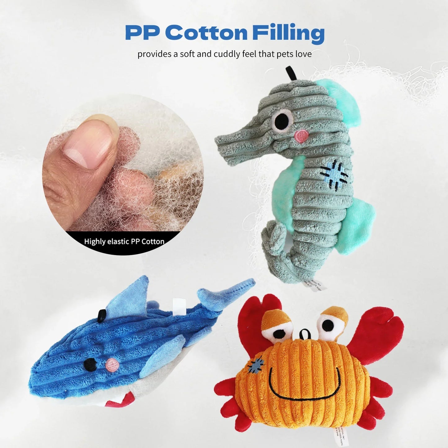 Ocean Series Plush Dog Toys 🐶🌊 | Soft & Squeaky 🔊🧸 | For Small & Medium Breeds 🐾 | Cute Puppy Play Set ✅