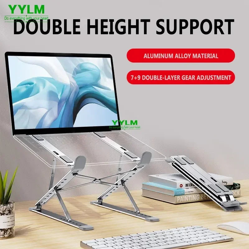 💻✨ N8 Double-Layer Laptop Stand – Αλουμινένια Αναδιπλούμενη Βάση Γραφείου 🎯