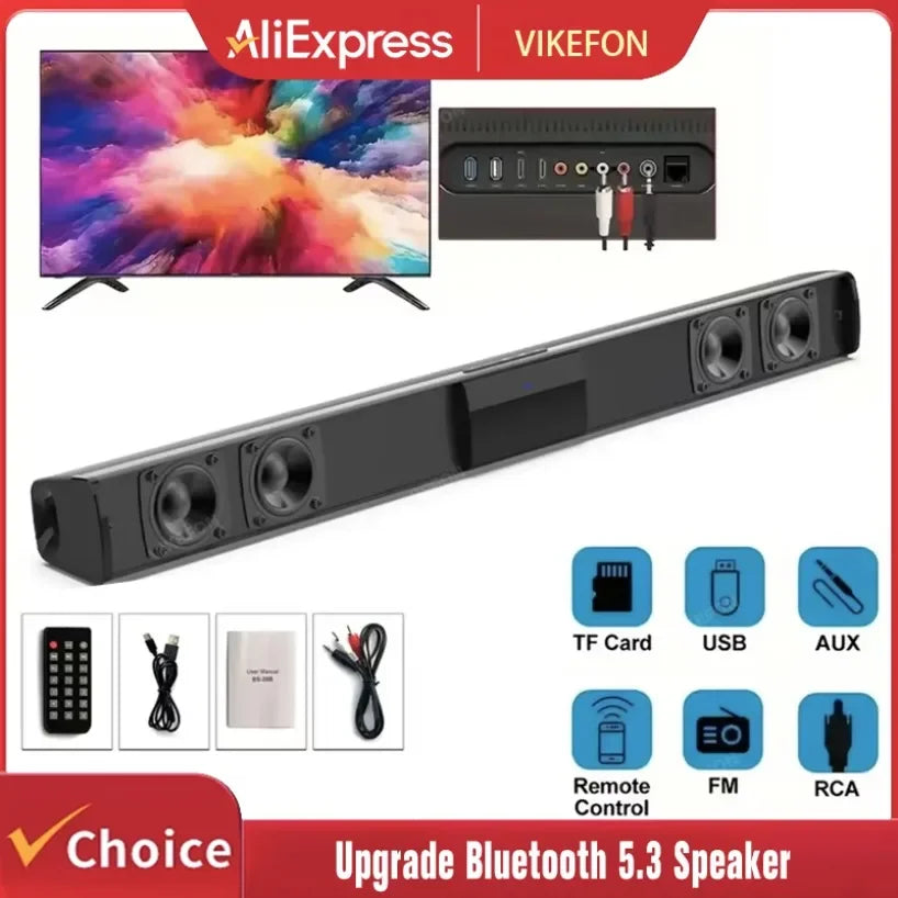🎵 Soundbar Ηχείo Bluetooth 5.3 – Stereo Surround για Οικιακό Σινεμά με Τηλεχειριστήριο 🎬