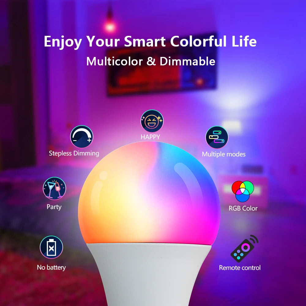 💡🌈 16 Χρώματα RGB LED Λάμπα – E27 Base 220V με Remote Control (24 Keys) | Πολυχρωματικός Φωτισμός & Ατμόσφαιρα
