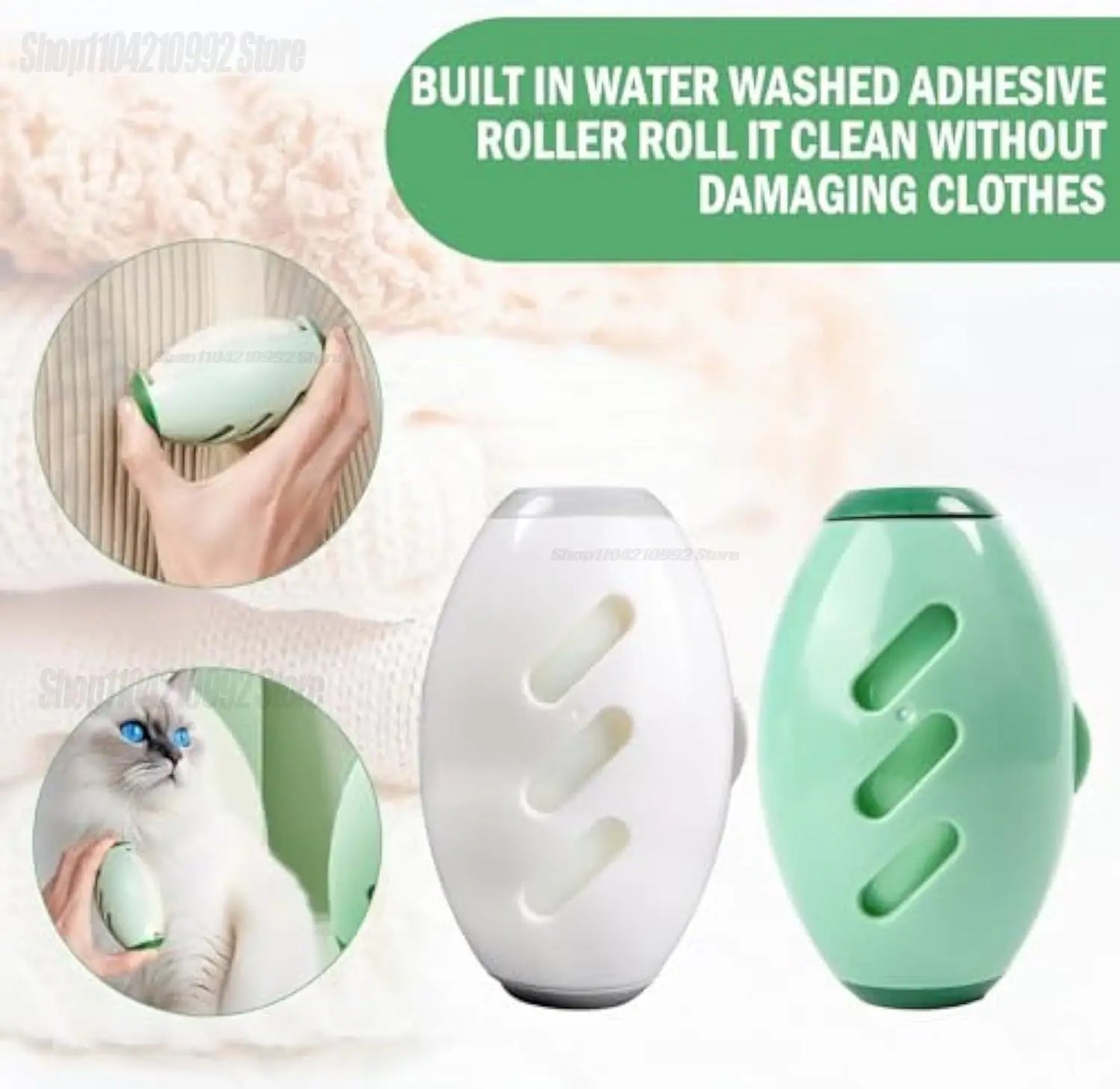 🐾🧼 Portable Lint Remover – Washable & Reusable Gel Roller ✨ Για Τρίχες Κατοικιδίων, Σκόνη & Χνούδια (Πράσινο)