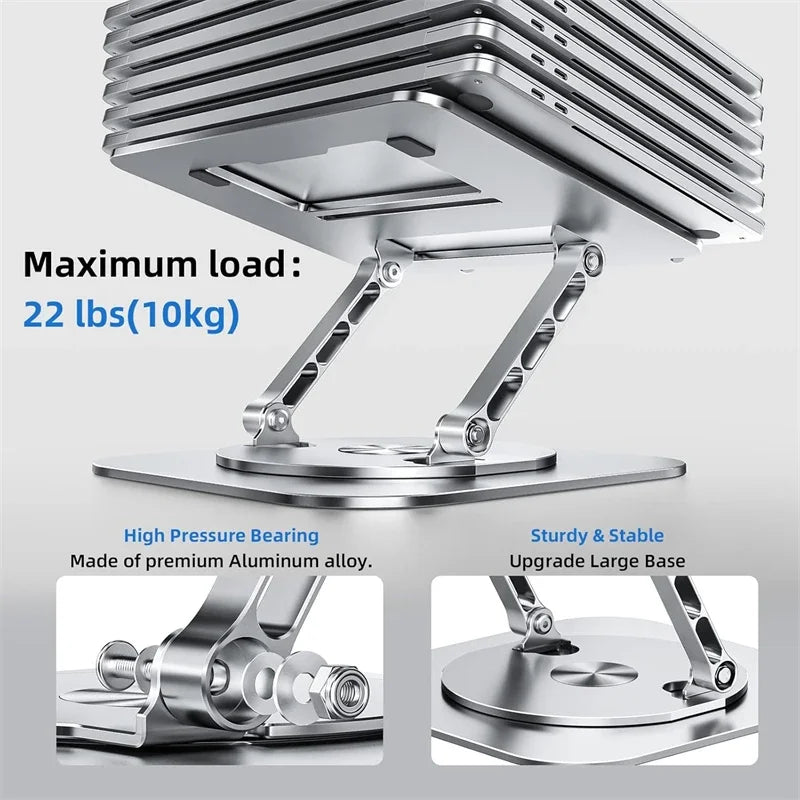 💻🔄 360° Rotating Laptop Stand – Αλουμινένια Ρυθμιζόμενη Βάση MacBook & Notebook 🎯