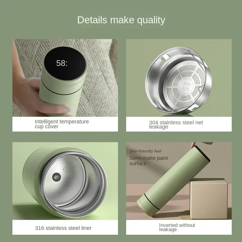 🌡️☕ Smart Thermos 480ml | 304 Ανοξείδωτο Ατσάλι | 💧 Αδιάβροχο | LED Ένδειξη Θερμοκρασίας | Double-Wall Vacuum Cup