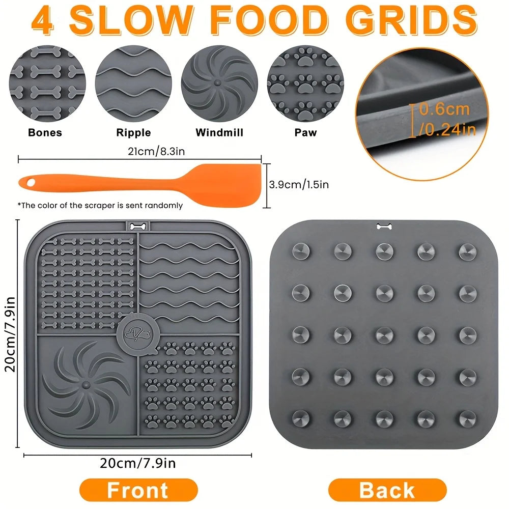 Silicone Lick Mat 🐶🍽️ | Slow Feeder & Distraction Pad 🛁 | Suction Base 🧲 | For Training & Bath Time ✅