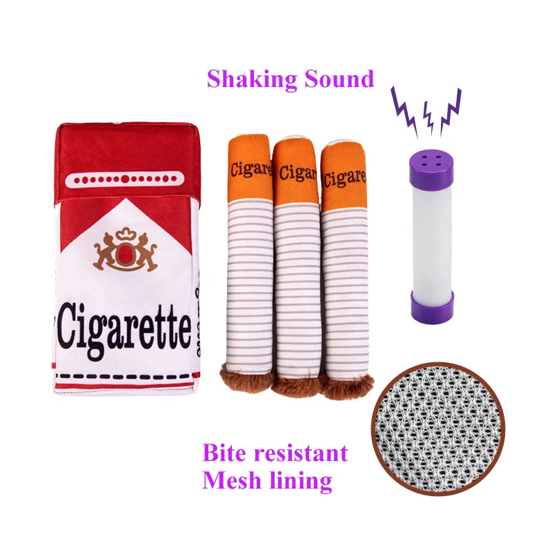 Funny Dog Chew Toy 🐶🚬 | Plush Cigarette & Joint Design 🧸 | Squeaky Sound 🔊 | Interactive & Soft Bite Toy 😄