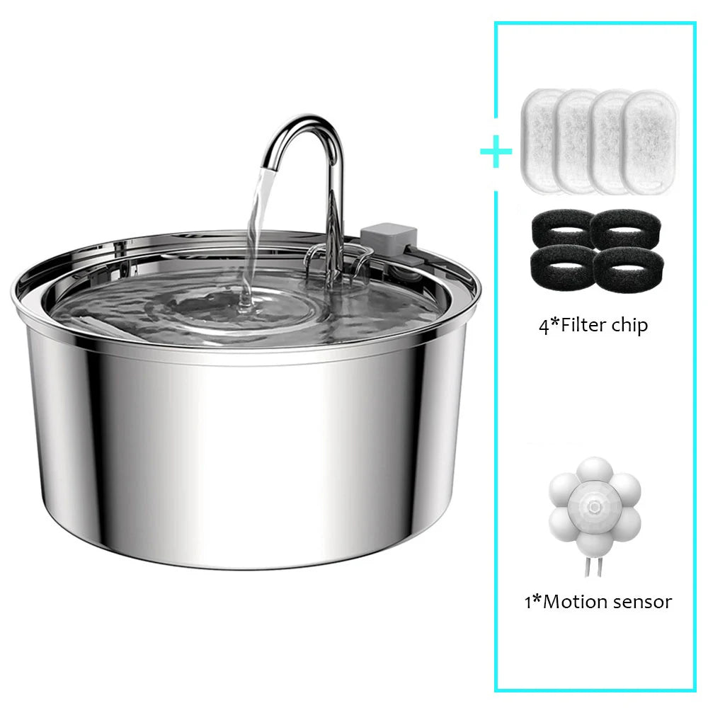 💧🐾 Stainless Steel Smart Water Fountain – Αυτόματη Σιντριβάνι Ποτίστρα για Γάτες & Σκύλους με Φίλτρο & USB ✨🐶🐱 Καθαρό, φρέσκο νερό όλη μέρα – αθόρυβη λειτουργία & ανοξείδωτη αντοχή!