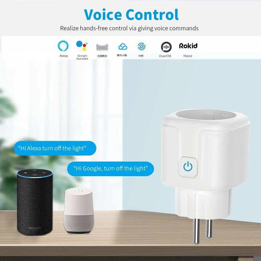 🔌📱 Tuya WiFi Smart Plug EU 16A/20A – Έξυπνη Πρίζα με Power Monitoring, Timer & Voice Control ⚡ Συμβατή με Alexa & Google Home