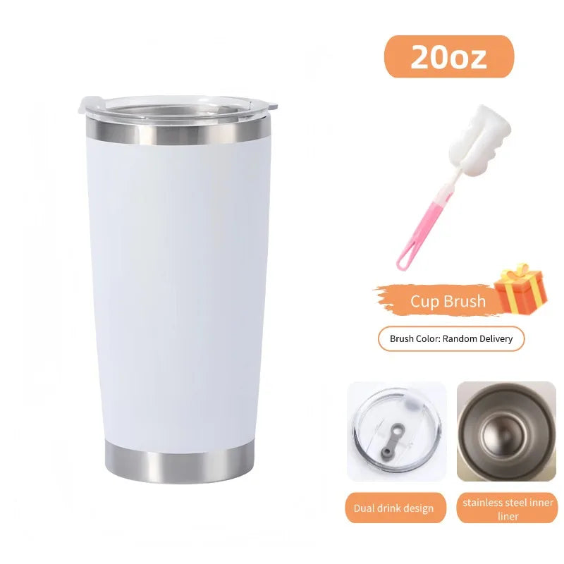 🚗 20oz/590ml Θερμός Κούπα Καφέ & Τσαγιού | Thermo Travel Mug Διπλού Ανοξείδωτου Τοίχου – Hot & Cold Cup