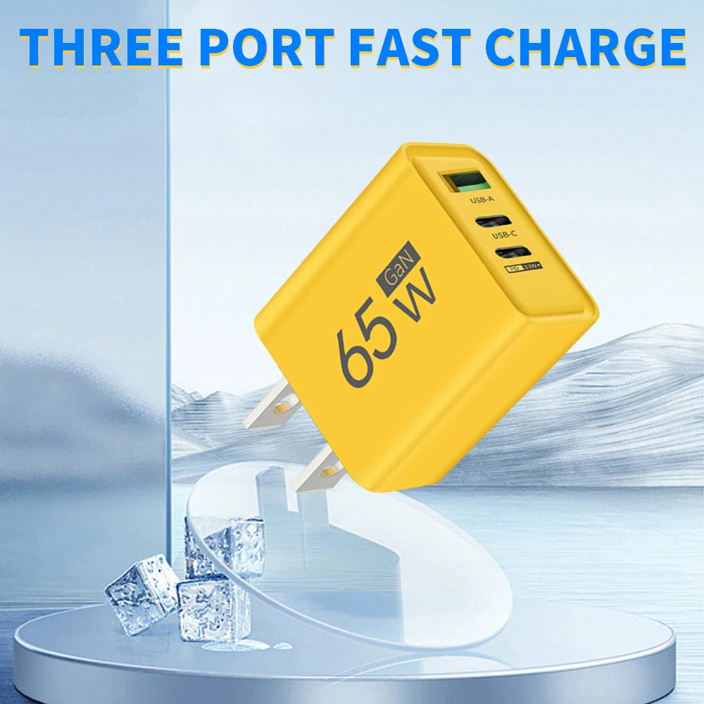 ⚡🔋 65W GaN USB PD Charger – Φορτιστής 3 Θυρών για Γρήγορη Φόρτιση 📱💻