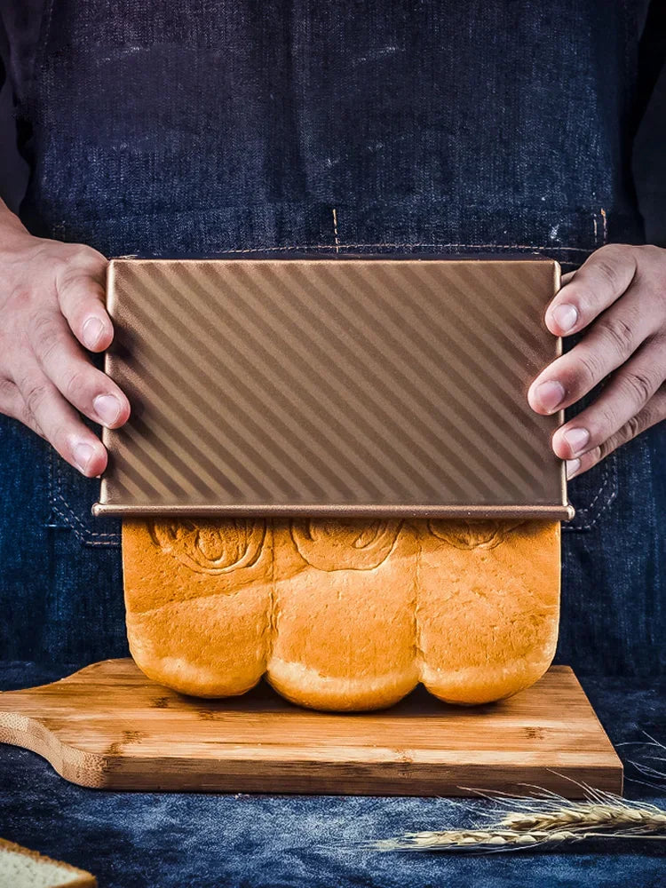 🍞 Χρυσό Αντικολλητικό Ταψί Ψωμιού με Καπάκι – 450g Pullman Loaf Pan | Αλουμινωμένος Χάλυβας για Ομοιόμορφο Ψήσιμο
