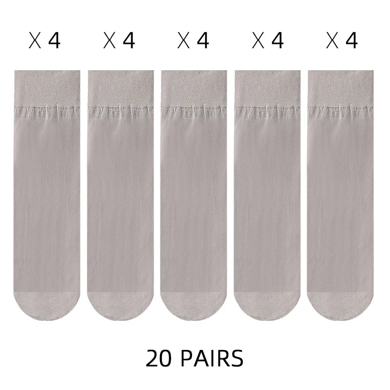 🧦✨ Σετ Διάφανα Κρυστάλλινα Καλτσάκια – Ultra Thin & Anti-Hook ✨🧦 5–20 Ζευγάρια Καλοκαιρινές Γυναικείες Κάλτσες | Crystal Silk Nylon Ankle Socks
