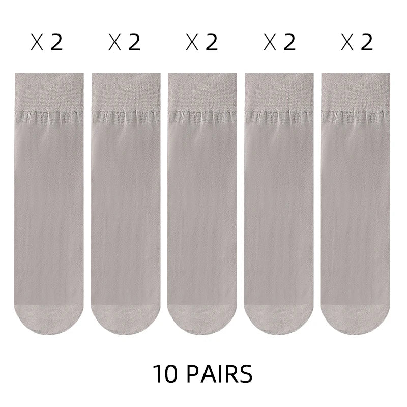 🧦✨ Σετ Διάφανα Κρυστάλλινα Καλτσάκια – Ultra Thin & Anti-Hook ✨🧦 5–20 Ζευγάρια Καλοκαιρινές Γυναικείες Κάλτσες | Crystal Silk Nylon Ankle Socks