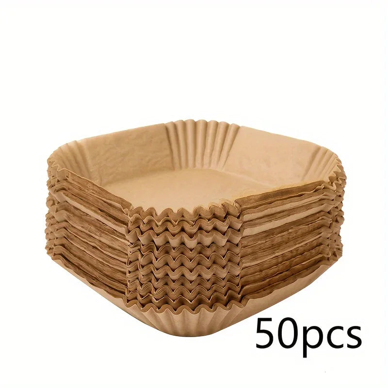 🍟🧾 Square Air Fryer Liners – Μαγείρεμα Χωρίς Λάδια & Καθάρισμα! 🧾🍟 50/100pcs | Food-Grade Oil Paper | Non-Stick & Waterproof | Heat Resistant
