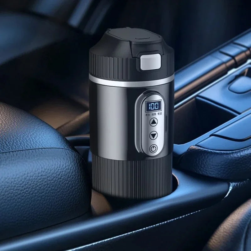 🚗☕ 500ml Ηλεκτρικό Θερμός Αυτοκινήτου | Car Heating Cup με LCD Οθόνη & Ρυθμιζόμενη Θερμοκρασία 🔥 | 12V/24V In-Car Kettle