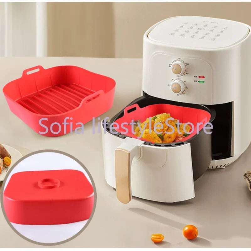 🍟 Στρογγυλό Σκεύος Σιλικόνης για Air Fryer – Επαναχρησιμοποιήσιμο & Αντικολλητικό | Ιδανικό για Ψήσιμο, Τηγάνισμα & Φούρνο