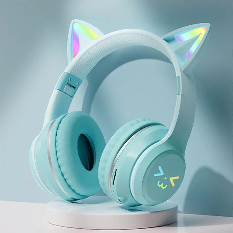 🎧 Ασύρματα Ακουστικά Cat Ear RGB – LS Original Bluetooth 5.3 Headset | Με Μικρόφωνο, LED Φωτισμό & Ενσύρματη/Ασύρματη Λειτουργία