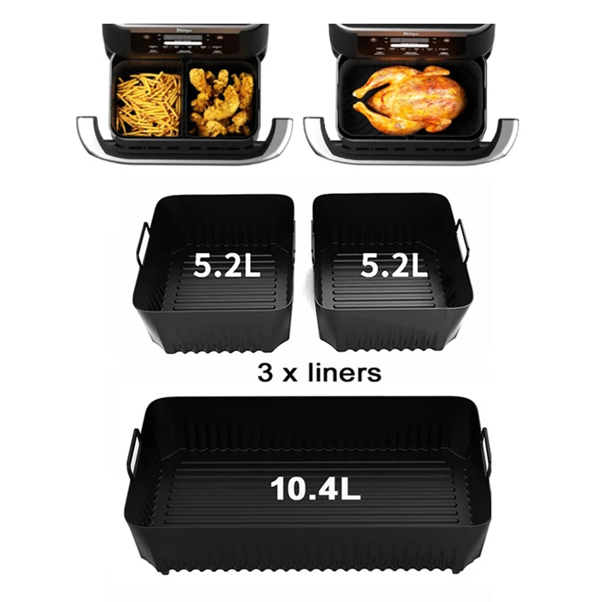 🍕 Σιλικόνη Δίσκος Air Fryer για Ninja AF500 – Αντικολλητικό & Επαναχρησιμοποιήσιμο Liner Basket | Ιδανικό για Pizza, Grill & Baking