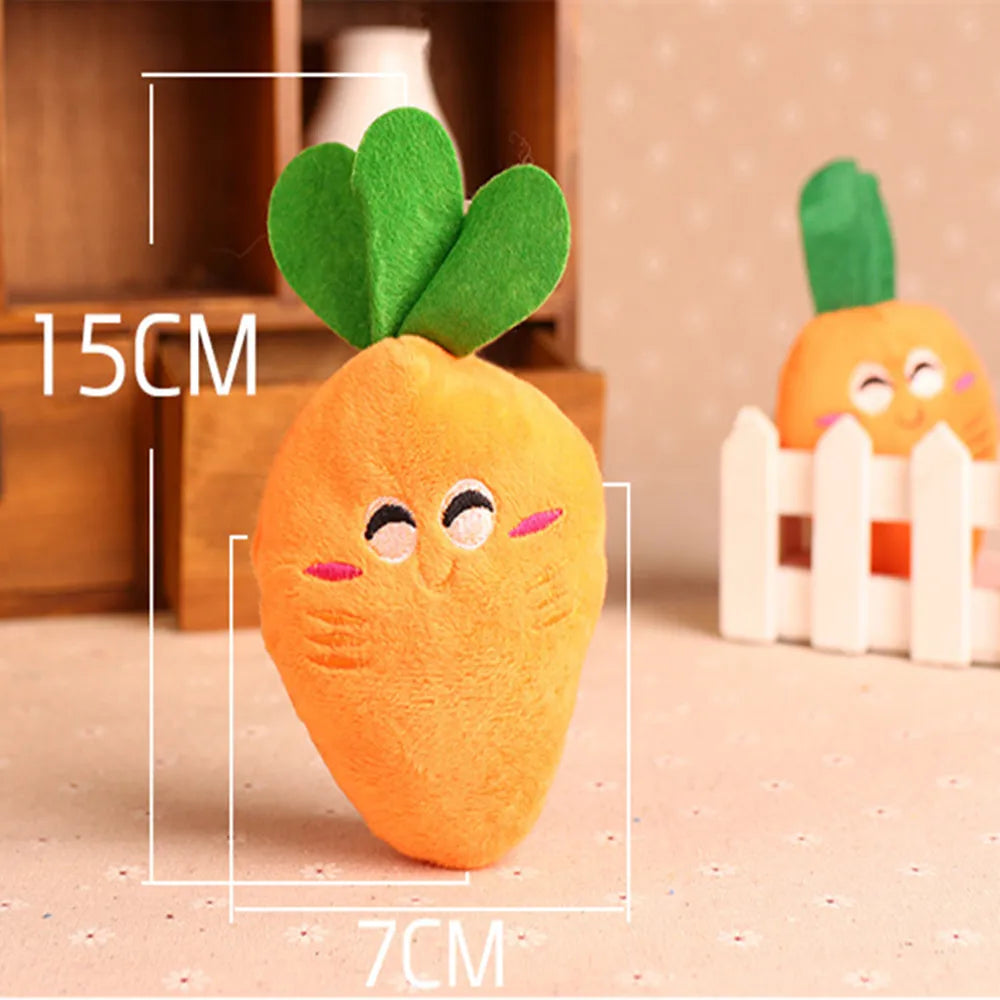 3pcs Carrot Dog Toys 🥕🐶 | Plush & Squeaky 🔊 | Soft Chew for Dogs & Cats 🧸 | Teeth Cleaning & Play ✅