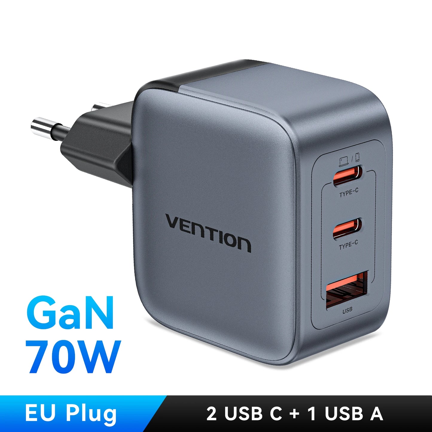 ⚡ Vention 70W GaN Φορτιστής – PD & Quick Charge 3.0 Μικρός, ισχυρός και απόλυτα αποδοτικός – ο φορτιστής που καλύπτει όλες σου τις συσκευές! 🔋📱💻